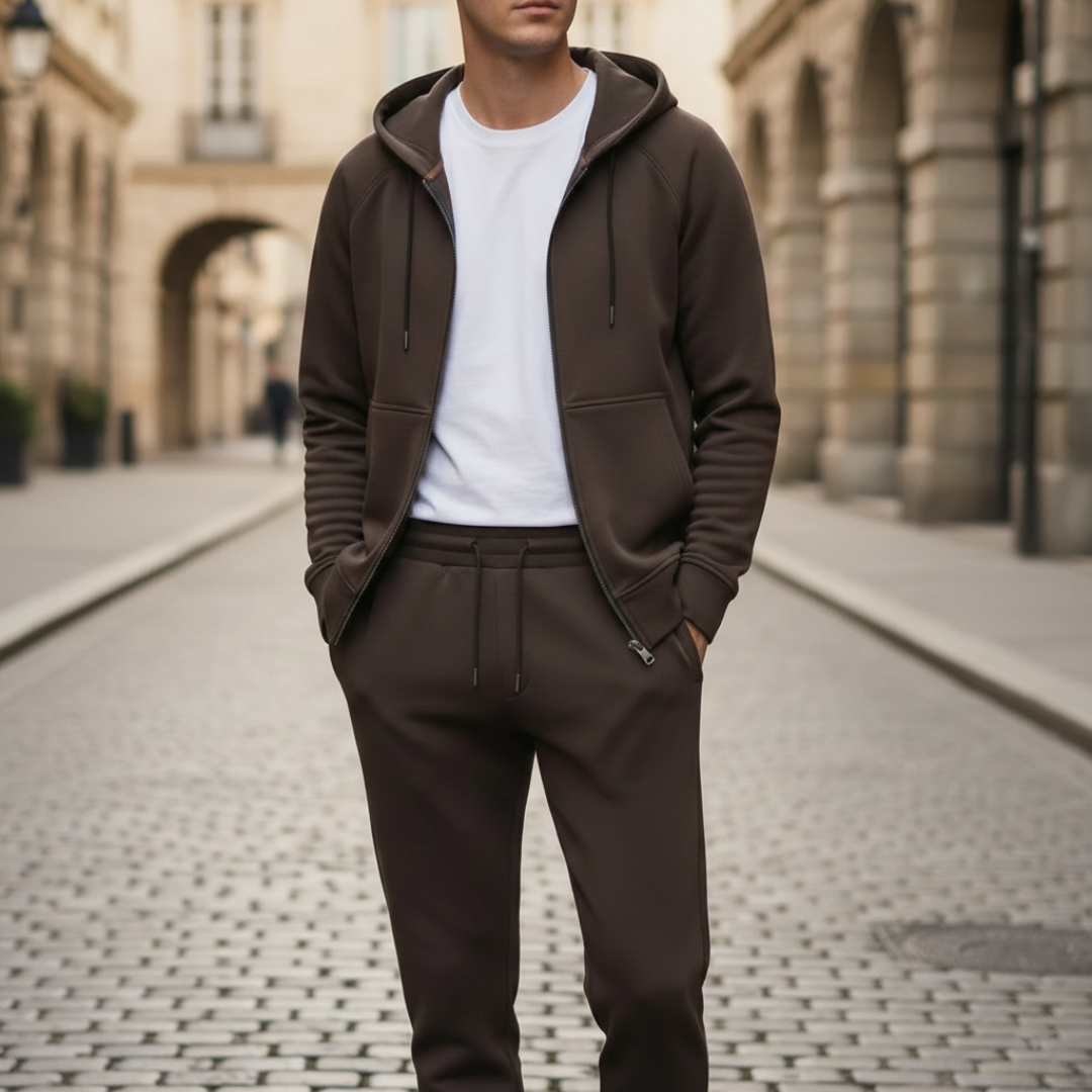 Set Tuta Sportiva Uomo con Felpa Zip e Pantaloni