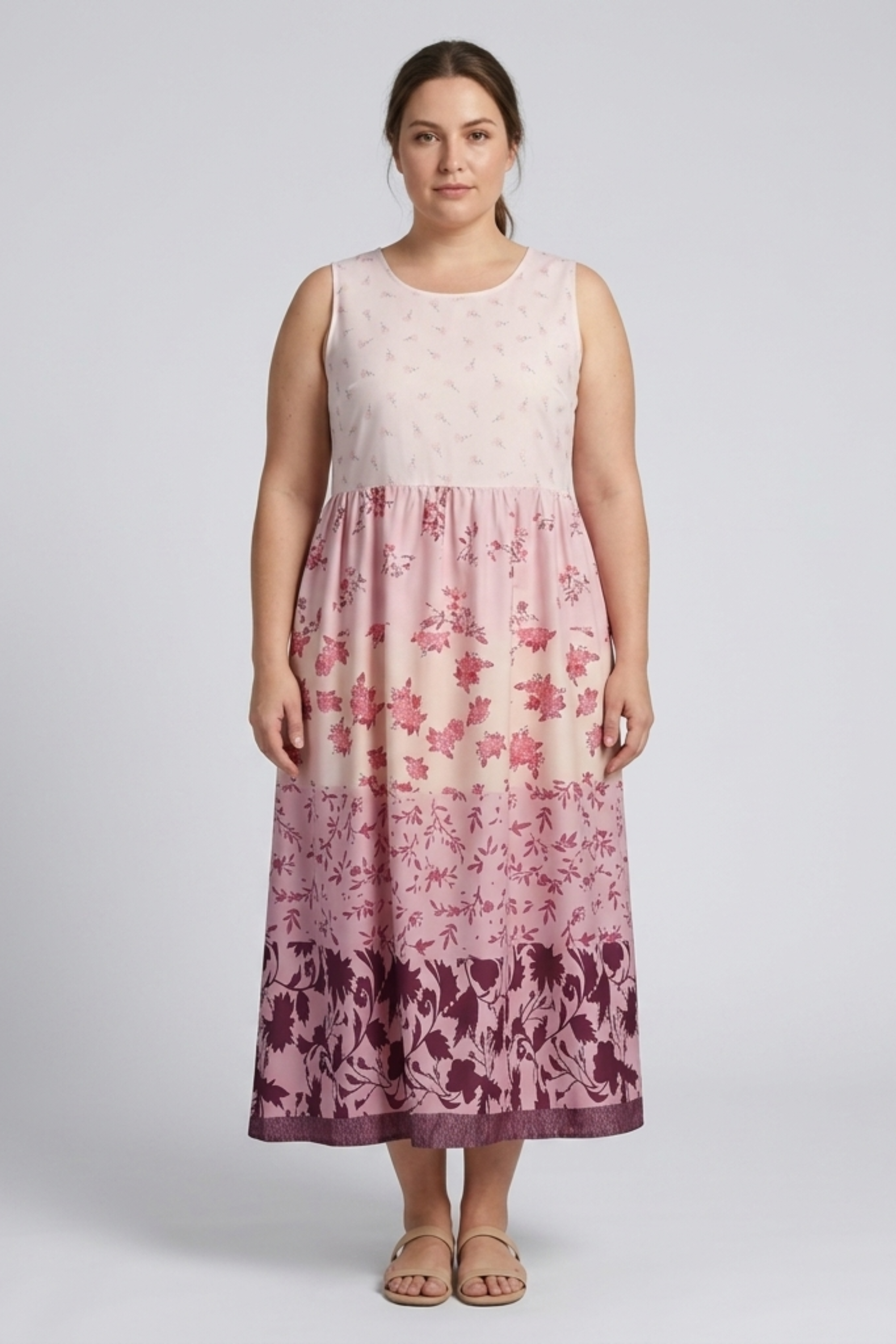 Abito lungo donna in tessuto leggero, floreale