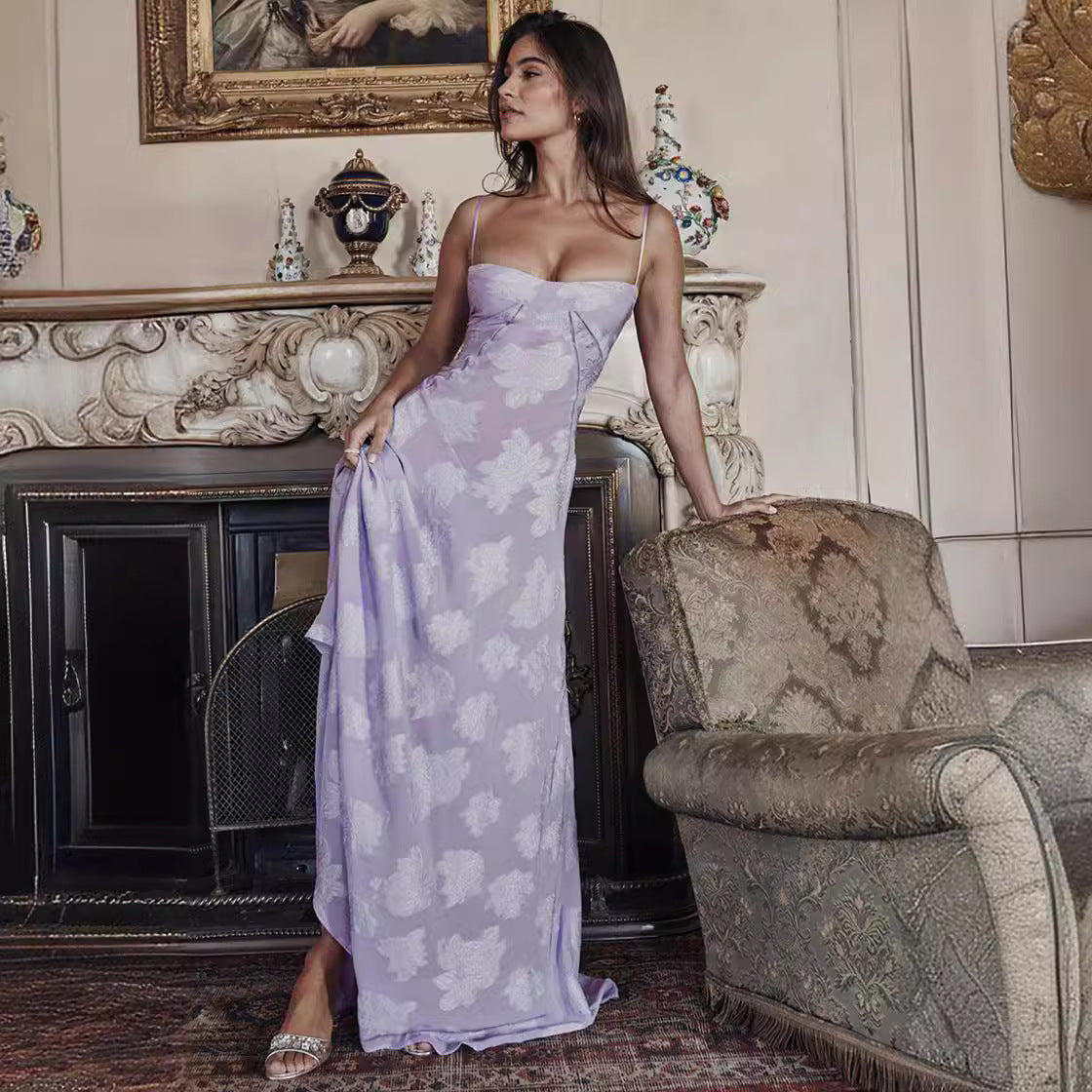 Abito lungo donna in chiffon, aderente — vista 4