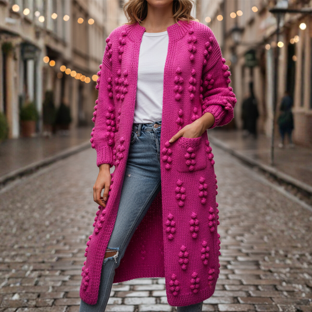 Cardigan Donna Lungo Maglia Spessa Bohémien