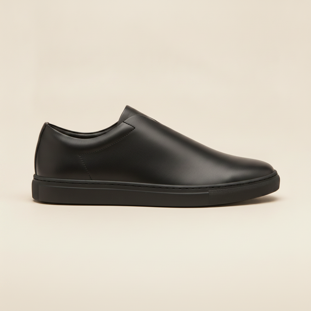 Sneakers Uomo Minimaliste Total Black – Eleganza Urbana Pulita - vista laterale