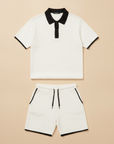Completo Coordinato Uomo Polo Bicolore e Pantaloncini - Nero e Bianco