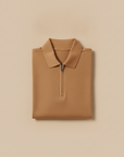 Polo Uomo Mezza Zip in Cotone – Elegante Sportiva con Zip Corta - Cammello