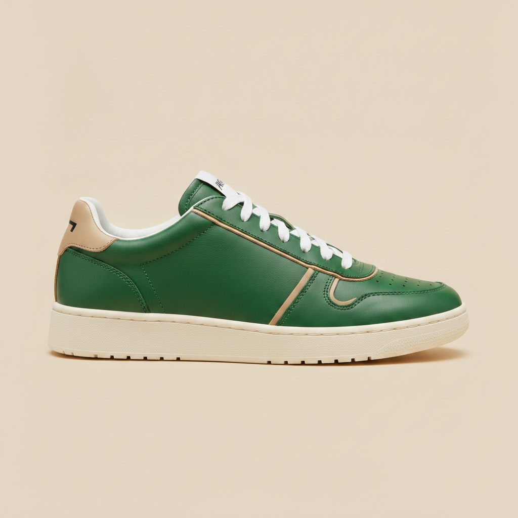 Sneakers Uomo Basse con Dettagli a Contrasto – Design Moderno - Beige e Verde
