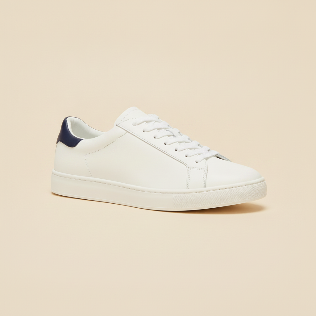 Sneakers Uomo Bianche Classiche – Stile Tennis Senza Tempo - Bianco e Navy