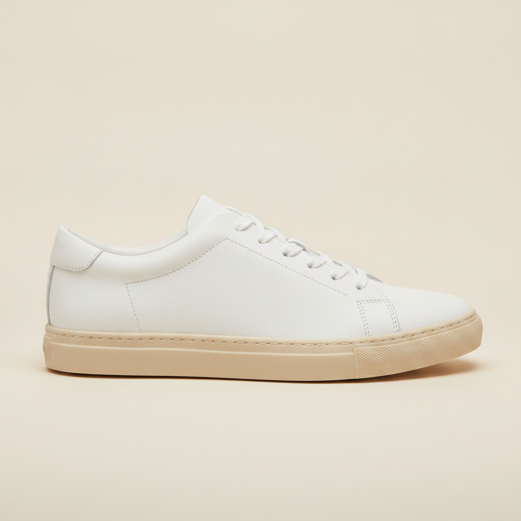 Sneakers Uomo Bianche con Suola Ecru – Look Pulito e Naturale - vista laterale