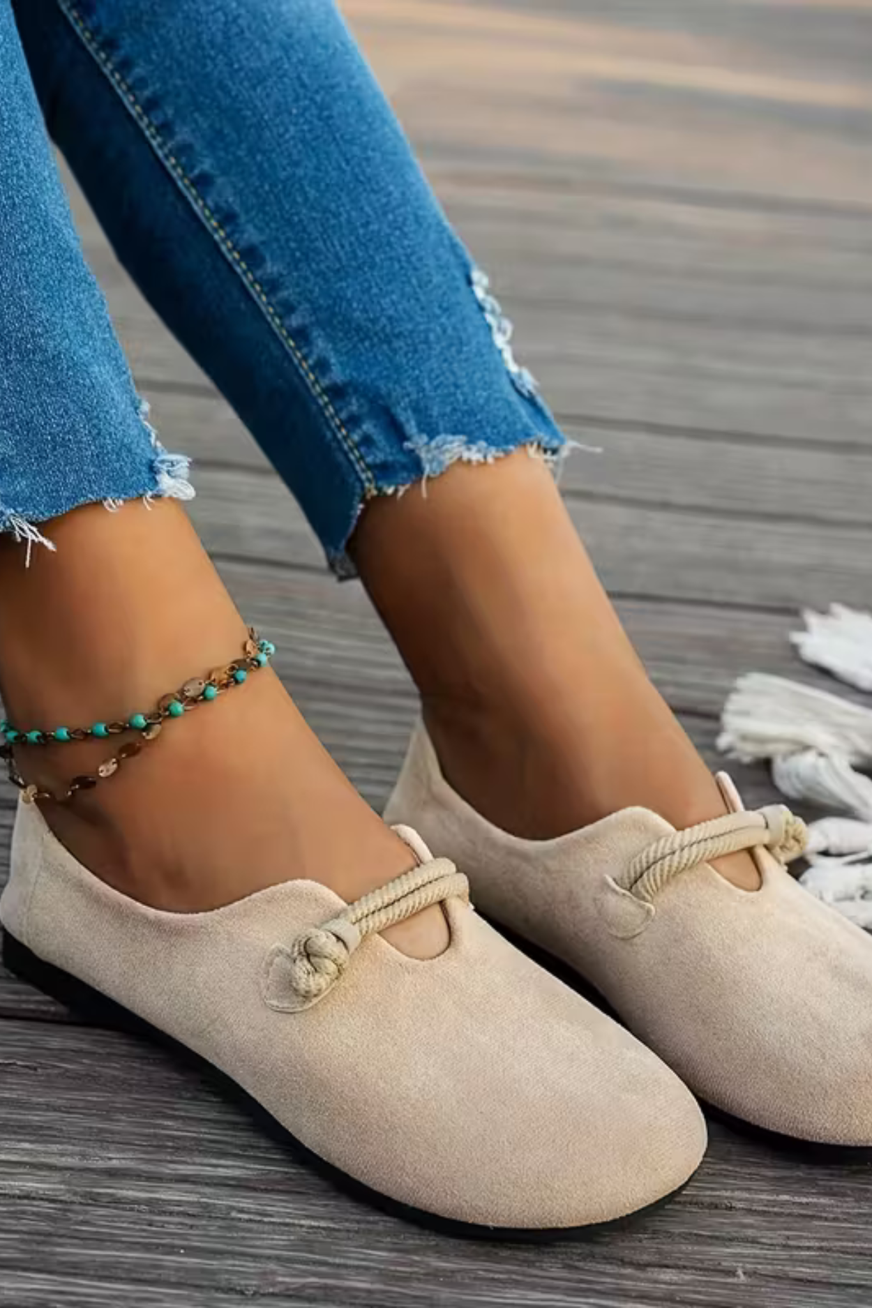 Mocassini Donna in Suede Slip-On – vista laterale