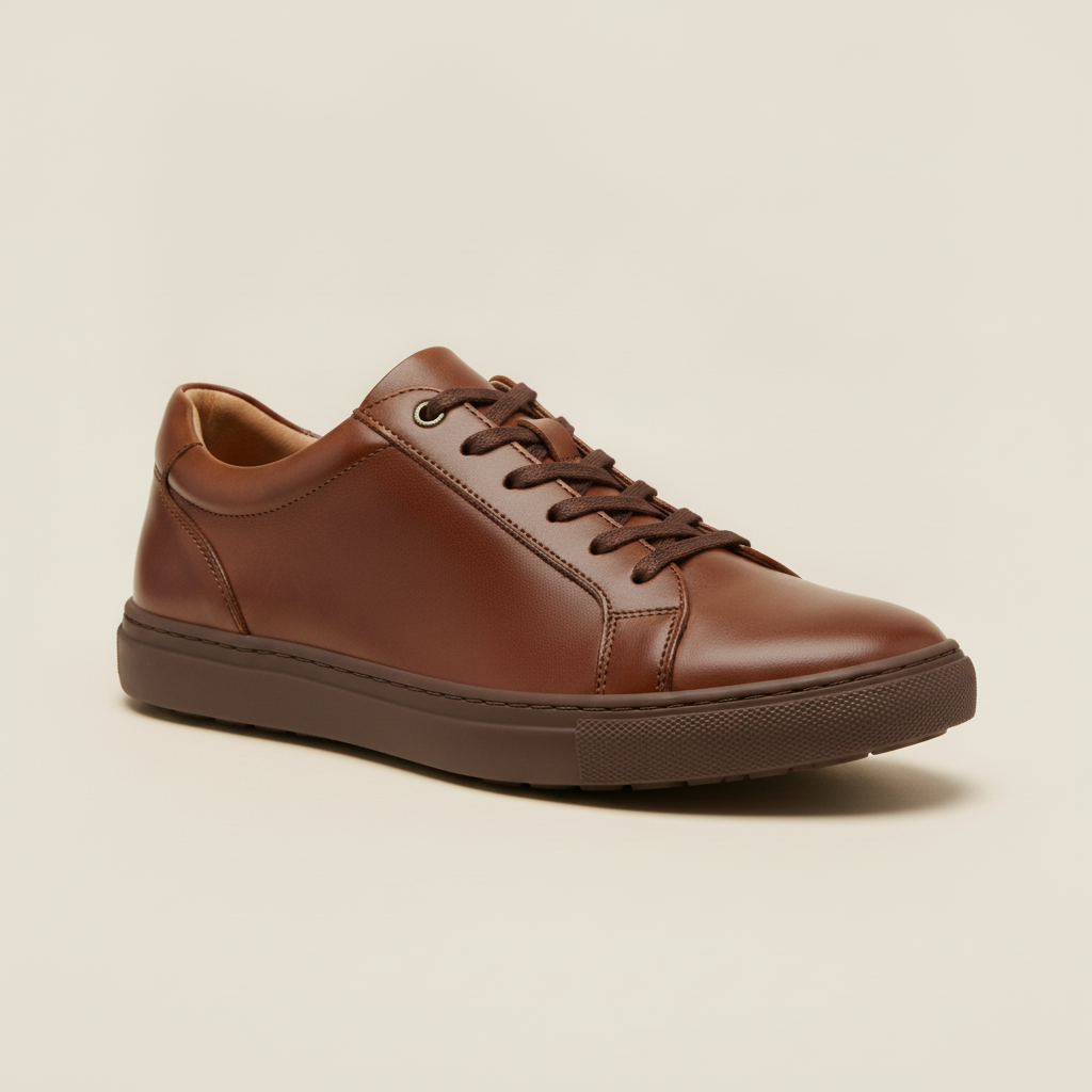 Sneakers Uomo Casual in Pelle Marrone – Eleganza Calda e Versatile - Cognac