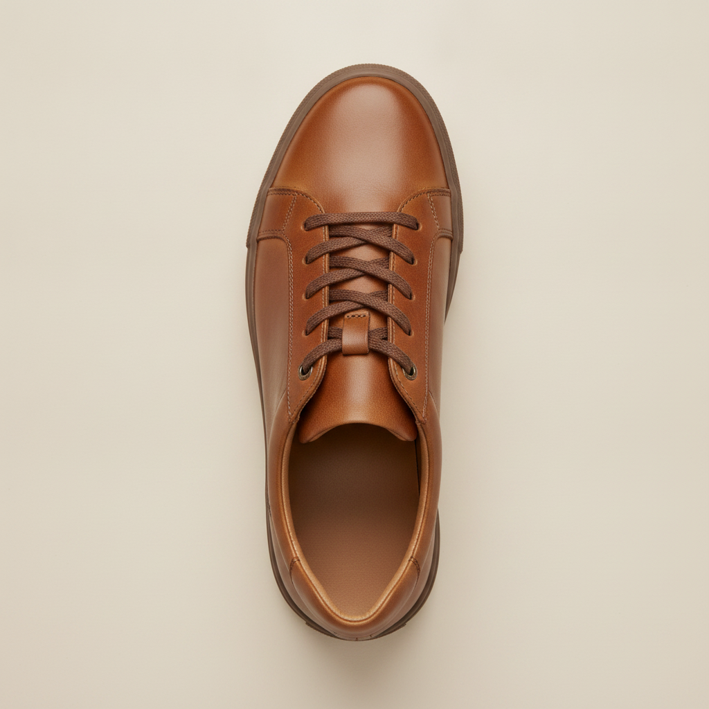 Sneakers Uomo Casual in Pelle Marrone – Eleganza Calda e Versatile - vista dall'alto