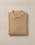Polo Uomo Waffle Knit Testurizzata – Effetto Nido d'Ape Elegante - Bianco Panna