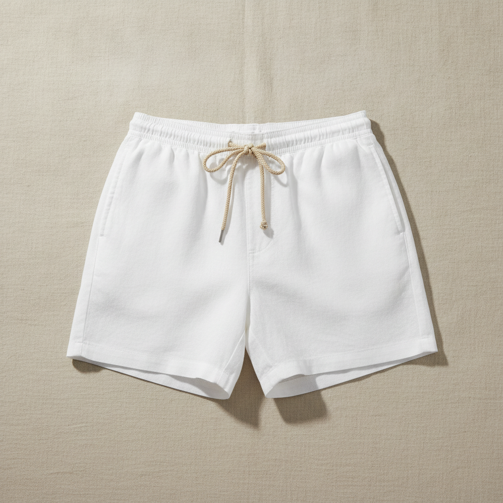 Costume Boxer Uomo Effetto Lino – Elegante e Naturale al Mare - Bianco