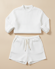 Completo Coordinato Uomo Camicia Lino Manica Lunga e Pantaloncini - Bianco