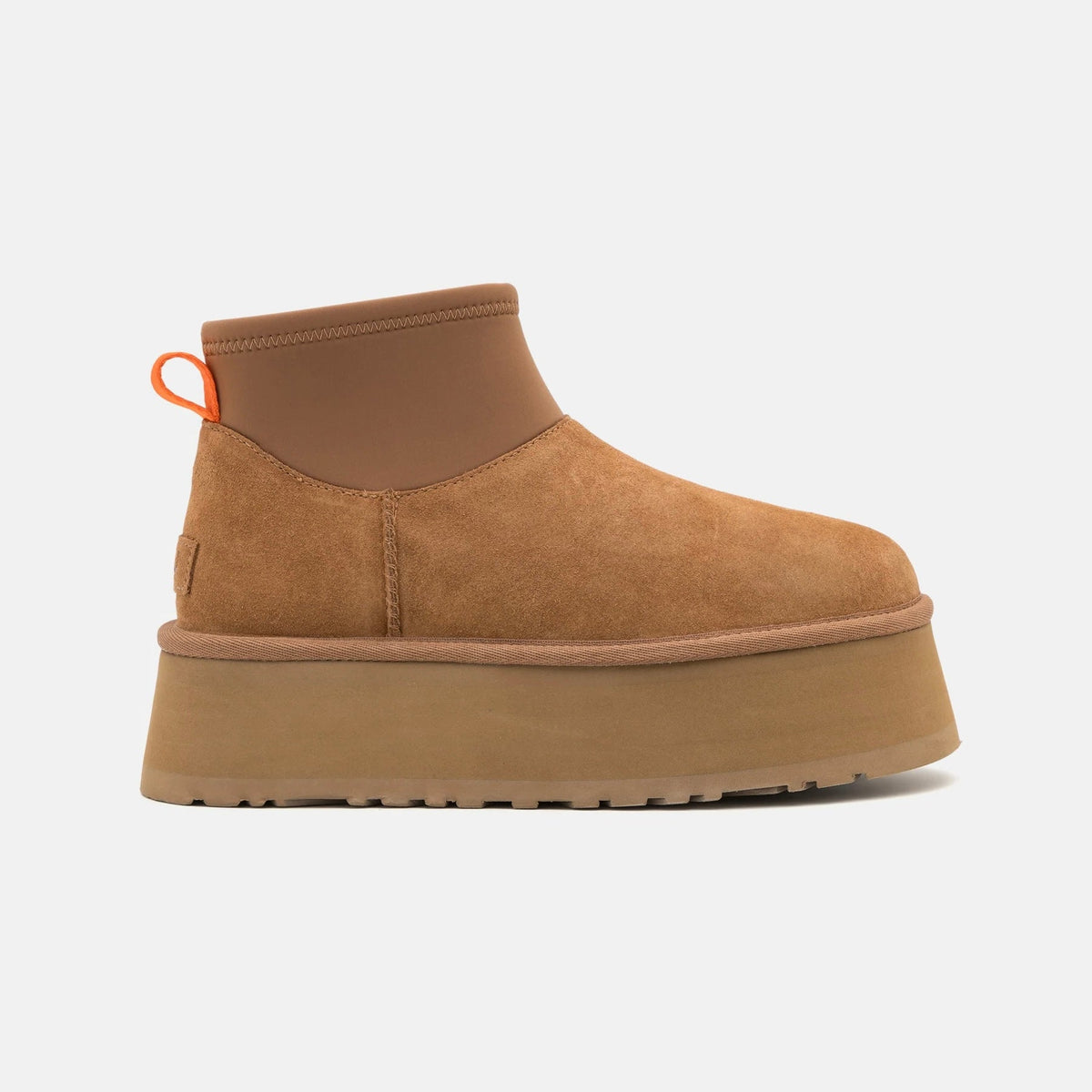 UGG Classic Mini Dipper Chestnut stivaletti donna in pelle scamosciata e montone marrone chestnut, vista laterale