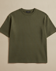 T-shirt Uomo Waffle Knit – Texture Nido d'Ape Elegante - Verde Oliva