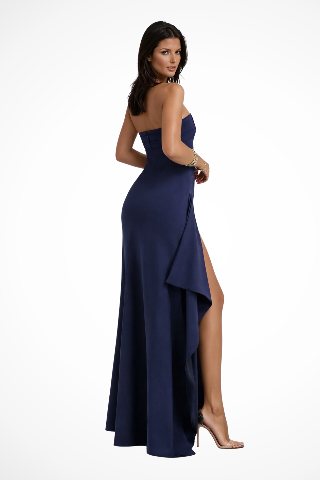Abito lungo donna in tessuto leggero, aderente — vista 4