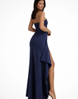 Abito lungo donna in tessuto leggero, aderente — vista 4