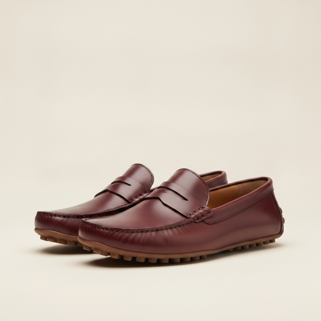 Mocassini Driving Uomo in Pelle – Eleganti per la Guida - Bordeaux