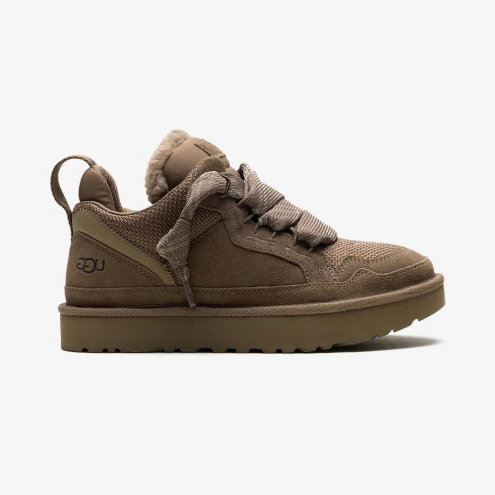UGG Lowmel Hickory sneakers donna in pelle scamosciata marrone hickory, vista laterale