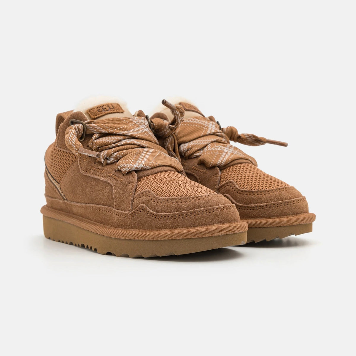 UGG Lowmel Chestnut sneakers bambino in pelle scamosciata marrone chestnut, vista frontale