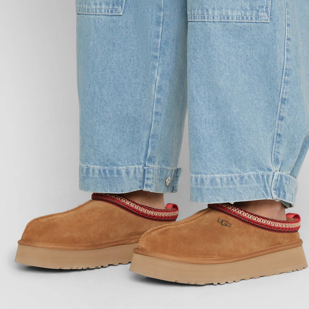 UGG Tazz Chestnut ciabatte platform donna in pelle scamosciata e montone marrone chestnut, vista dall'alto