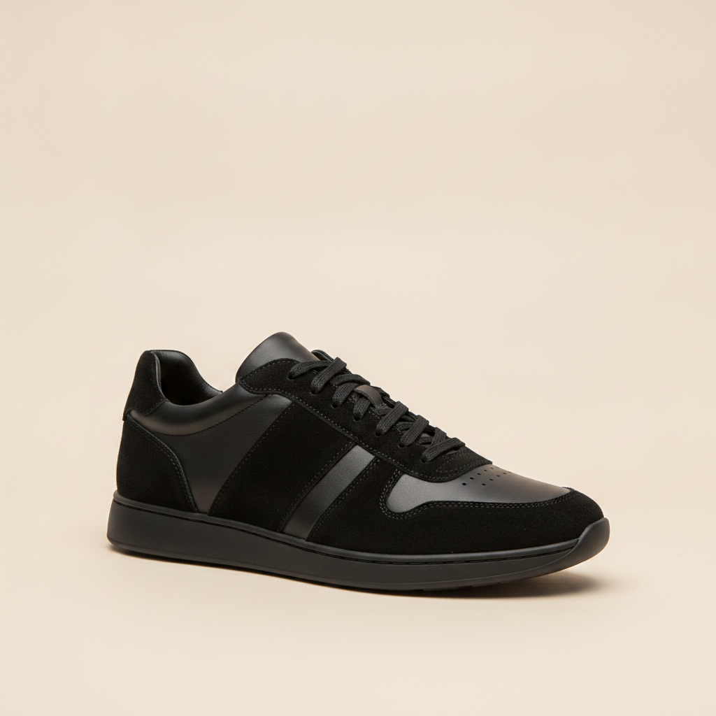 Sneakers Uomo Urban Nere Premium – Stile Cittadino Raffinato - Nero Camoscio