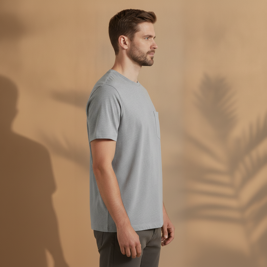 T-shirt Uomo con Taschino – Dettaglio Casual Pratico - vista laterale