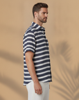 Camicia Uomo in Misto Lino a Righe – Stile Mediterraneo Fresco - vista laterale