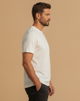 T-shirt Uomo in Cotone Premium Girocollo – Basic Essenziale - vista laterale