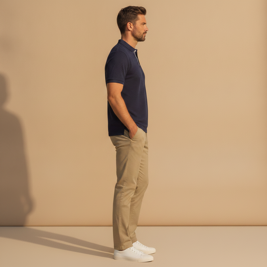 Polo Uomo Bicolore con Bottoni a Contrasto – Dettaglio di Stile - vista laterale
