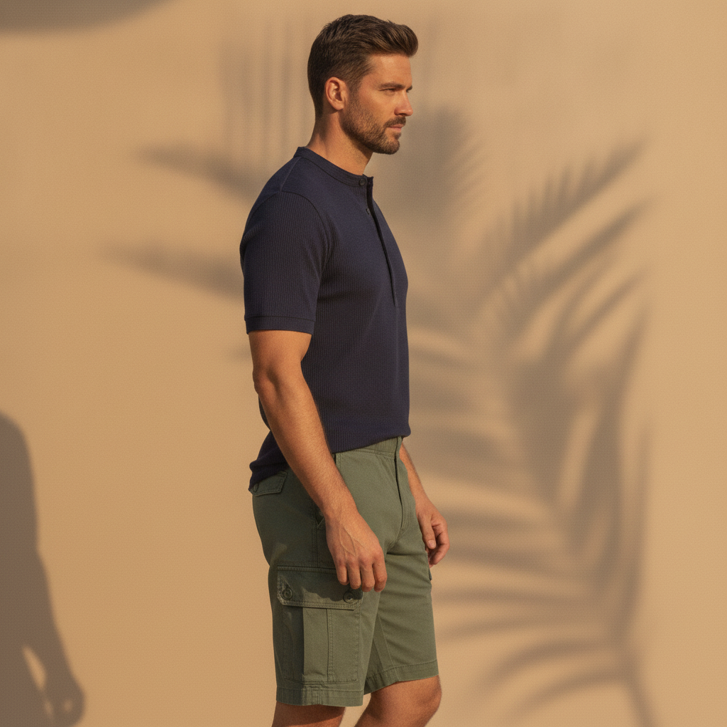 Bermuda Cargo Uomo in Cotone – Tasche Laterali Pratiche - vista laterale