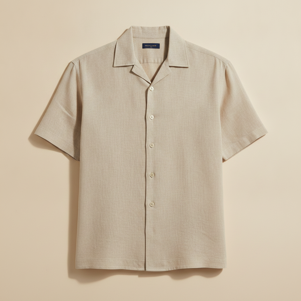Camicia Uomo in Lino Manica Corta – Casual Chic Traspirante - Beige