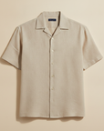 Camicia Uomo in Lino Manica Corta – Casual Chic Traspirante - Beige
