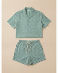 Completo Coordinato Uomo Camicia Quadretti Vichy e Pantaloncini - Verde e Bianco