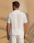 Completo Coordinato Uomo Camicia Lino e Pantaloni Lunghi - vista posteriore