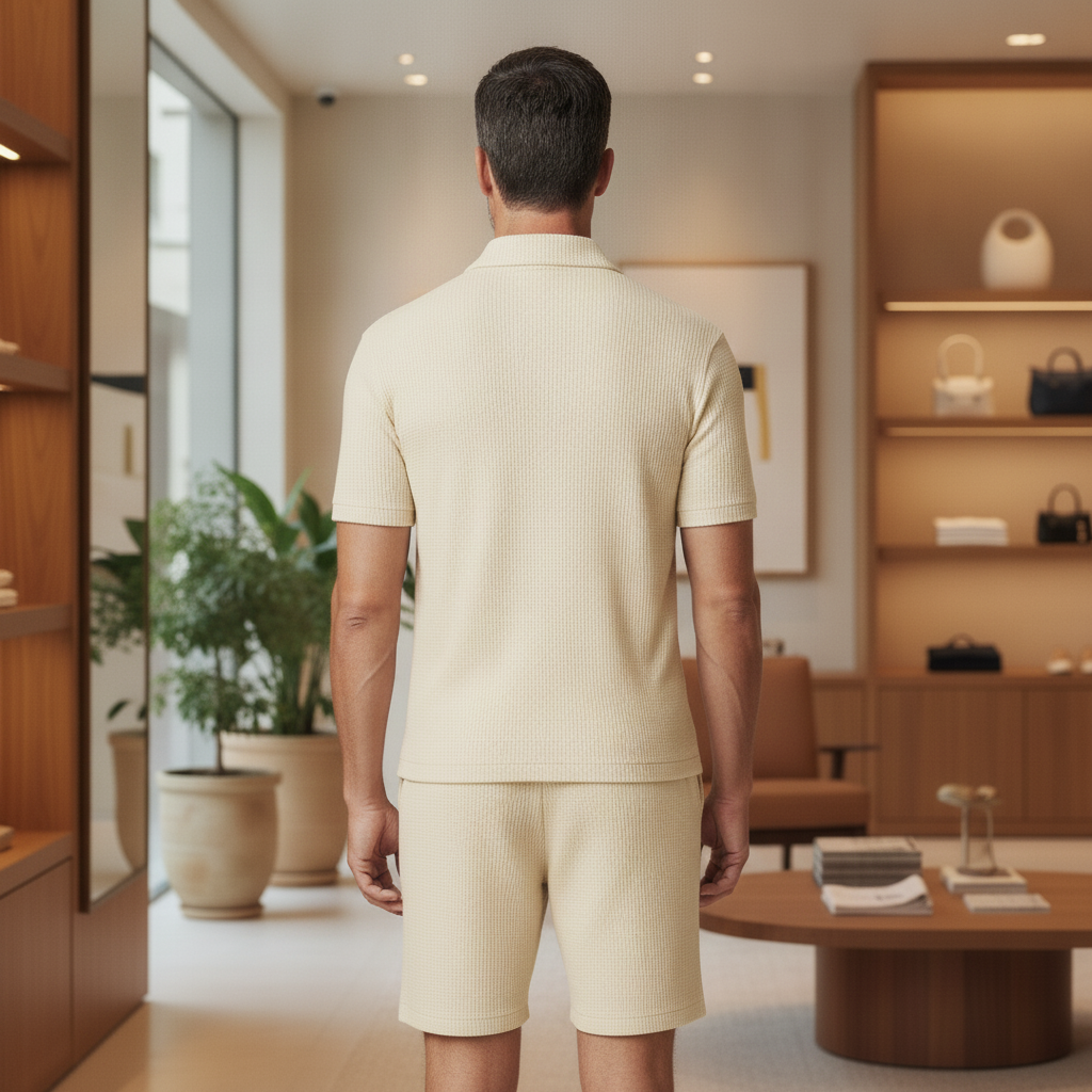 Completo Coordinato Uomo Camicia Bowling e Pantaloncini - vista posteriore
