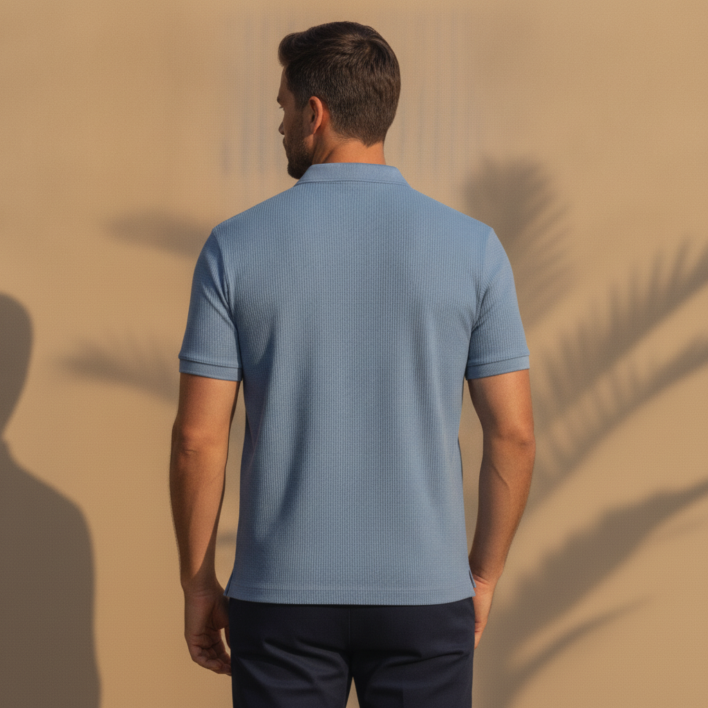 Polo Uomo Vintage Lavata – Effetto Slavato Casual Rétro - vista posteriore