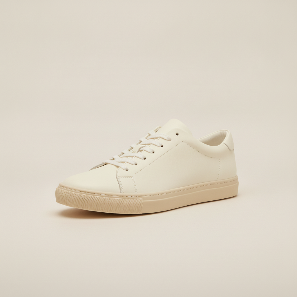 Sneakers Uomo Bianche con Suola Ecru – Look Pulito e Naturale - Panna