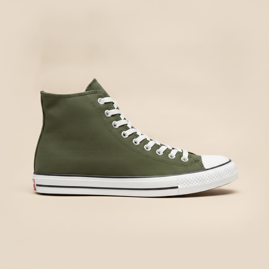Sneakers Uomo Alte in Canvas – Casual Urbane Senza Tempo - Verde Militare