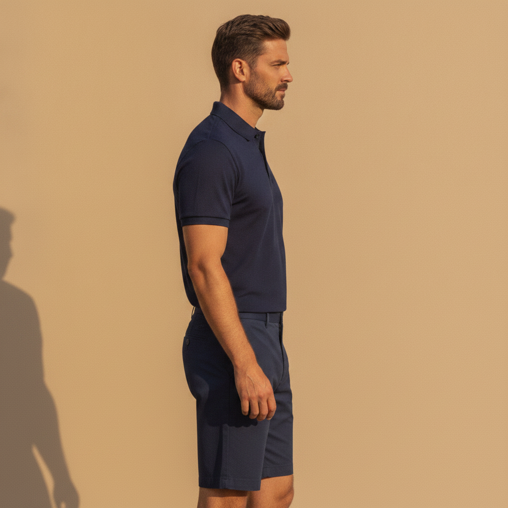 Completo Coordinato Uomo Polo Piqué e Bermuda Chino - vista laterale