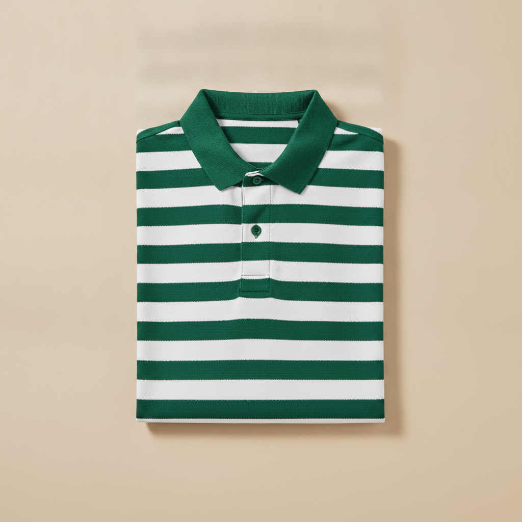 Polo Uomo a Righe Marinière – Stile Nautico Mediterraneo - Verde e Bianco