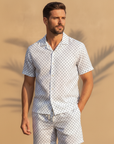 Completo Coordinato Uomo Camicia Stampa Nautica e Pantaloncini - Nautico Navy - indossato