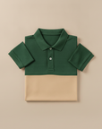 Polo Uomo Color Block Sportiva – Design Bicolore Dinamico - Verde e Beige