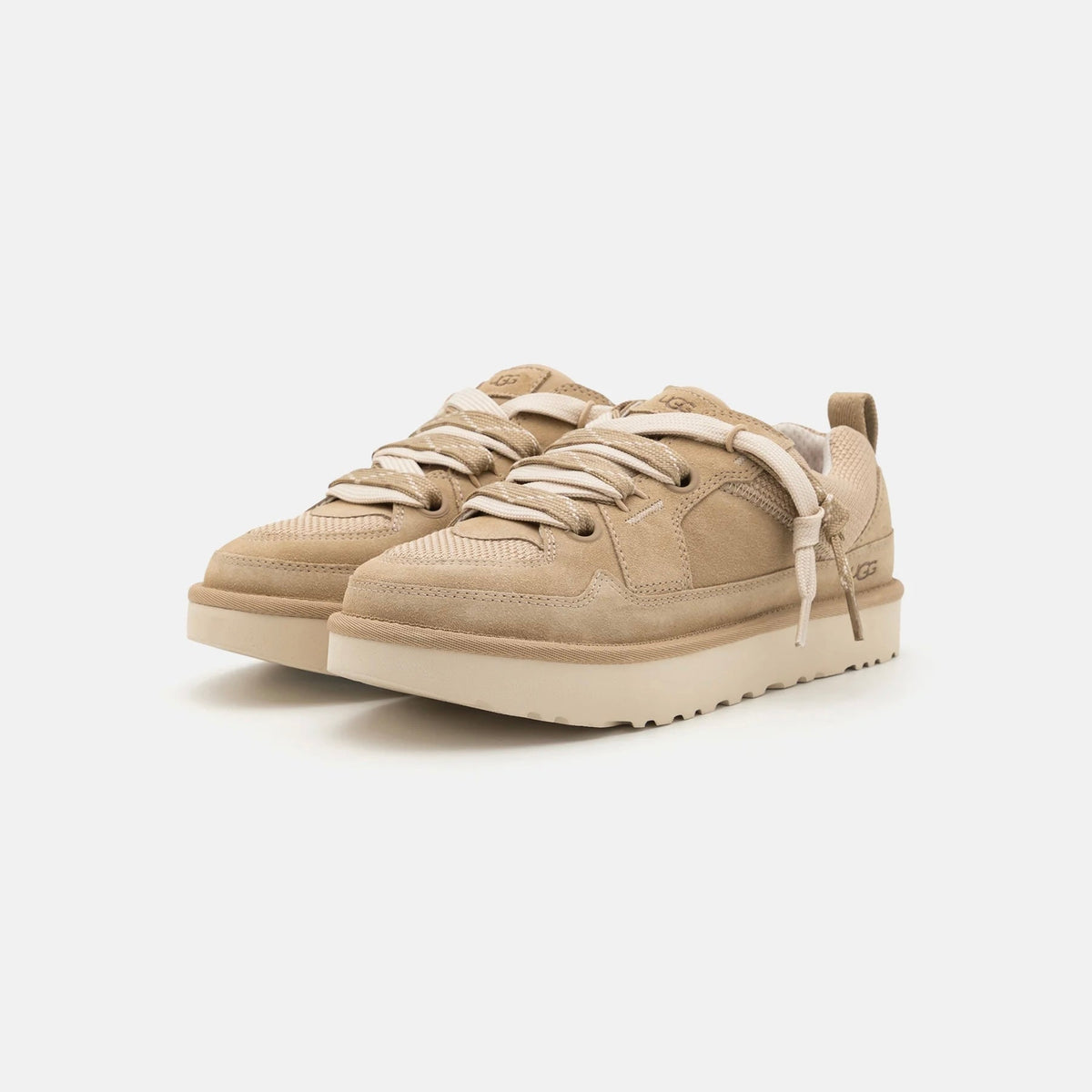 UGG Lowmel Lo Mustard Seed sneakers uomo e donna in pelle scamosciata senape, vista frontale
