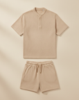 Completo Coordinato Uomo in Spugna e Pantaloncini - Beige Sabbia