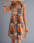 Mini abito boho donna in tessuto leggero – design patchwork senza maniche