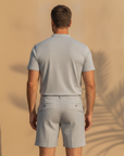 Completo Coordinato Uomo Camicia Fresco Lana Estivo e Pantaloncini - vista posteriore