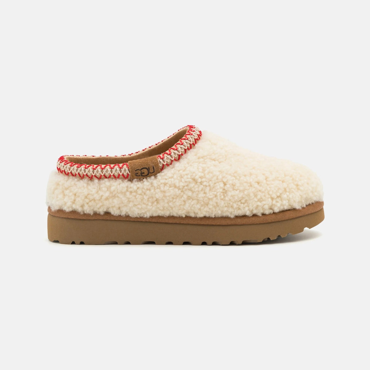 UGG Tasman Maxi Curly Natural ciabatte chiuse donna in pelle scamosciata e montone naturale, vista laterale