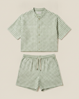 Completo Coordinato Uomo Camicia Quadri Windowpane e Pantaloncini - Verde Quadri