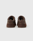 UGG Tazz Caspian Burnt Cedar ciabatte platform donna in pelle scamosciata e montone marrone cedro, dettaglio suola