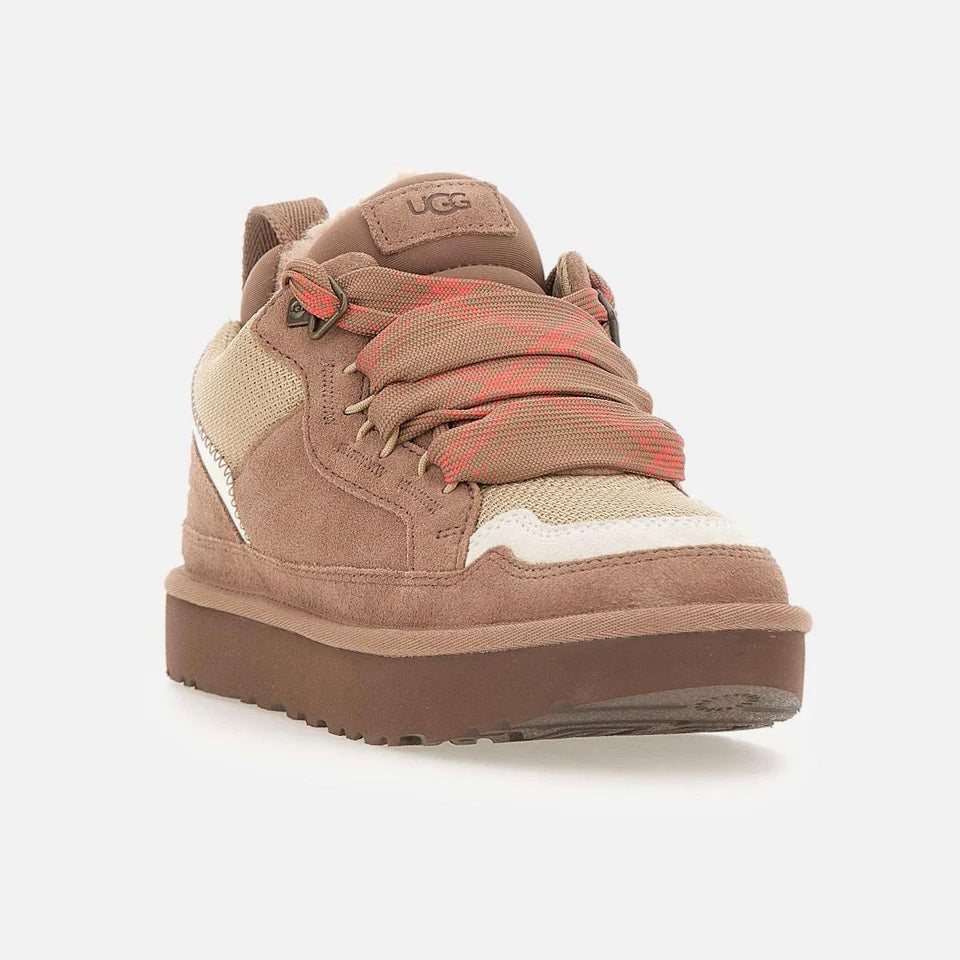 UGG Lowmel Rocky Oak sneakers donna in pelle scamosciata marrone quercia, vista frontale